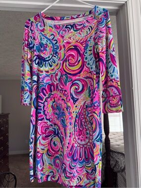 Lilly Pulitzer Pink Blue Multicolor Paisley Top